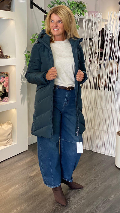 Covered Halflange Winterjas Adele 2 dark petrol