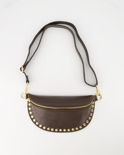 Debby Tas Leer Studs bruin /Goud T288