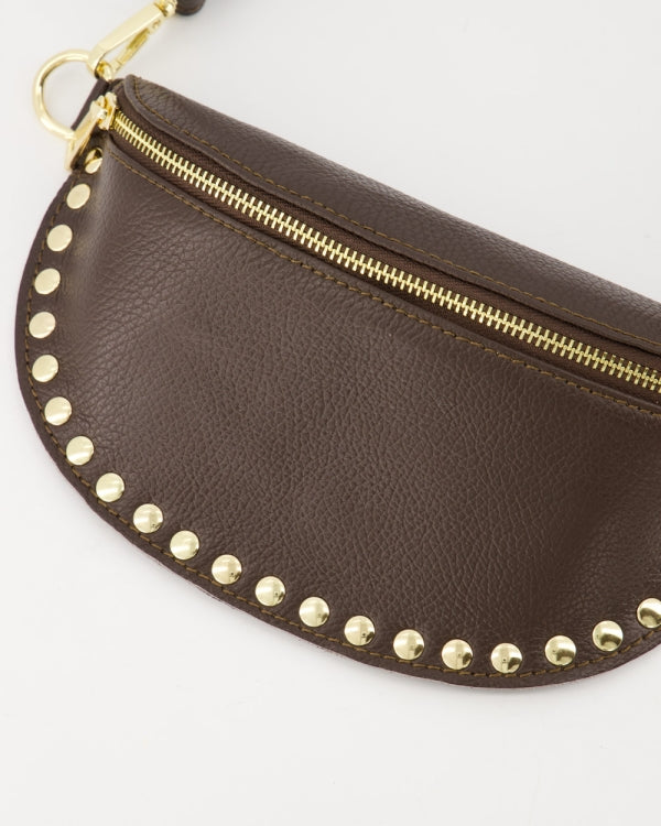 Debby Tas Leer Studs bruin /Goud T288