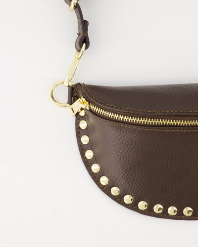 Debby Tas Leer Studs bruin /Goud T288