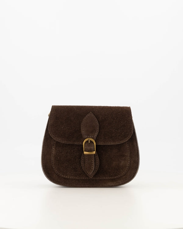 Sola Schoudertas Suede T420 dark brown