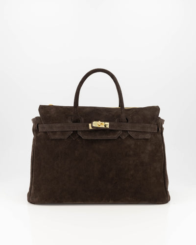 Birdie Large Handtas Suede T309 dark brown