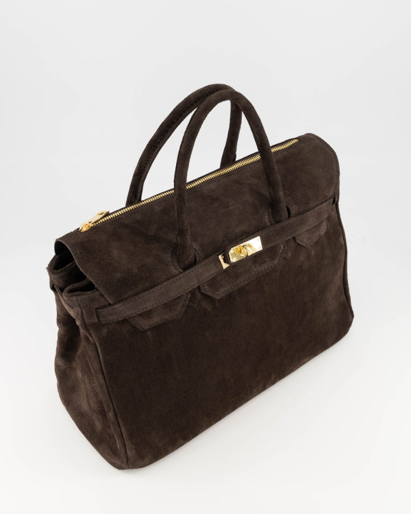 Birdie Large Handtas Suede T309 dark brown