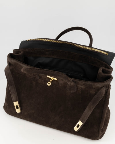 Birdie Large Handtas Suede T309 dark brown