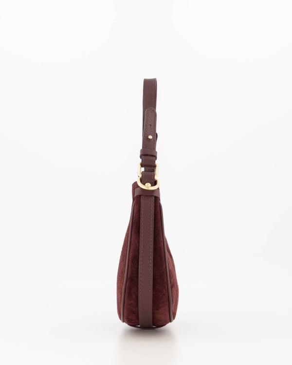 Gwyneth Schoudertas Suede/Leer T435 bordeaux