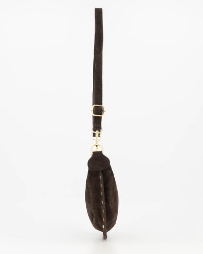 Monica Handtas Suede T418 dark brown