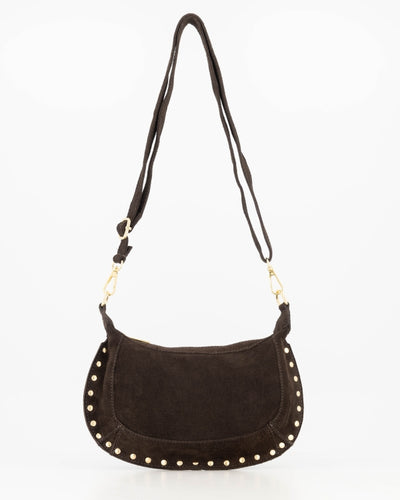 Monica Handtas Suede T418 dark brown