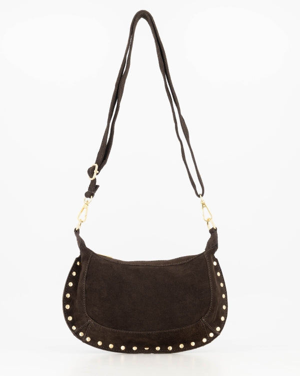 Monica Handtas Suede T418 dark brown