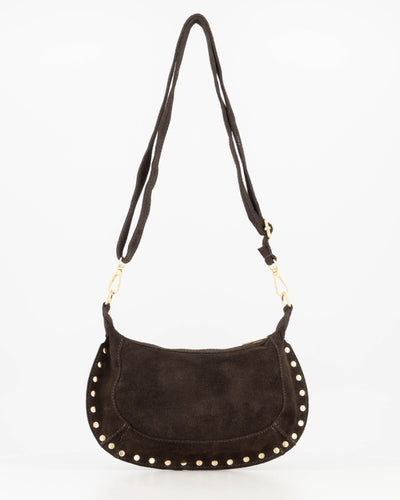 Monica Handtas Suede T418 dark brown