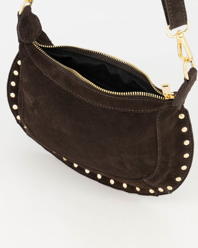 Monica Handtas Suede T418 dark brown