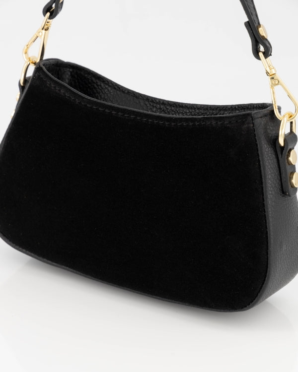 Rimini Handtas Suede/Leer T434 zwart