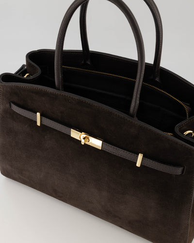 Braga Schoudertas Suede Donkerbruin T426