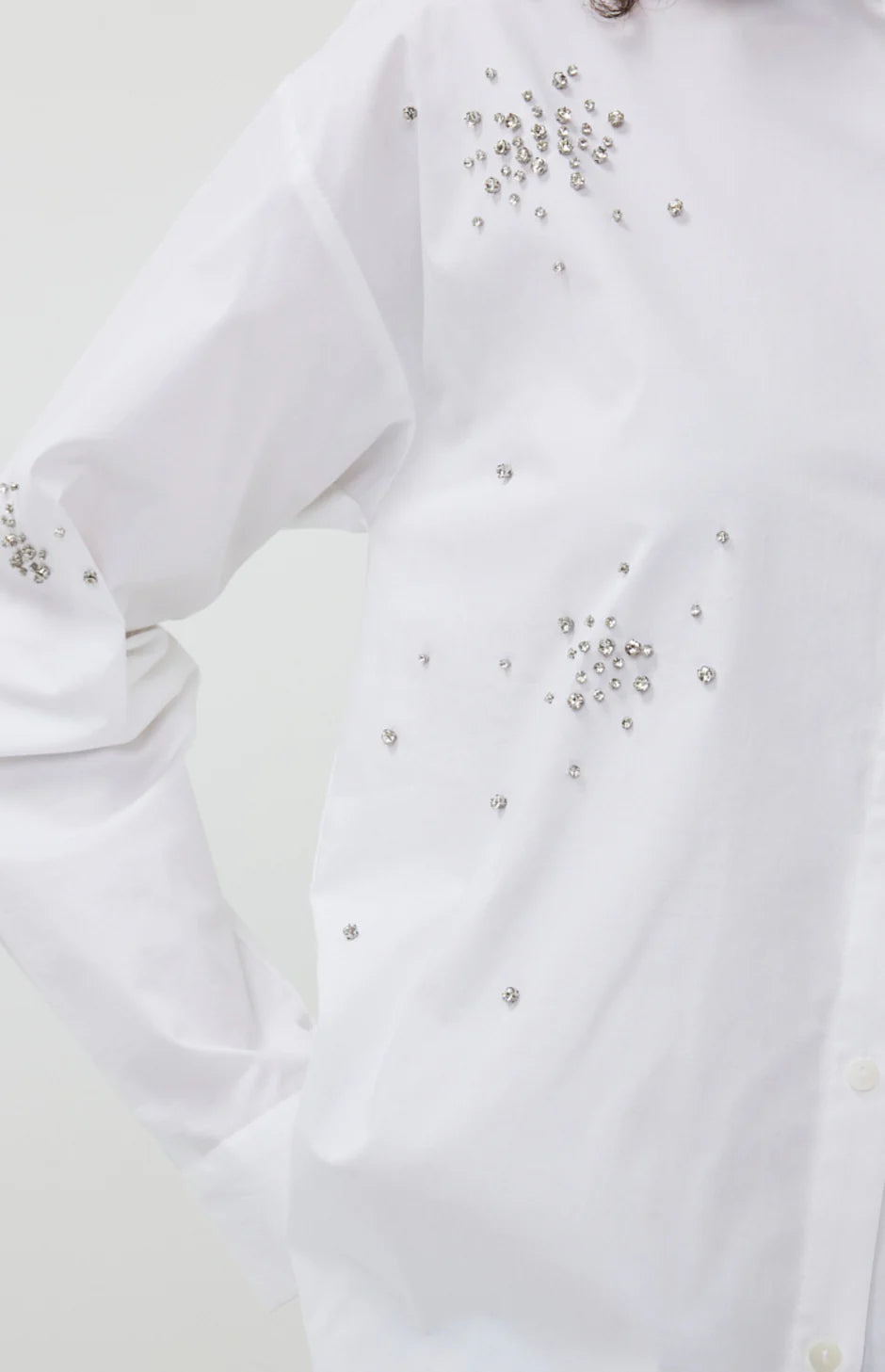 Esqualo Blouse Poplin Rhinestones Off White SP25.14008