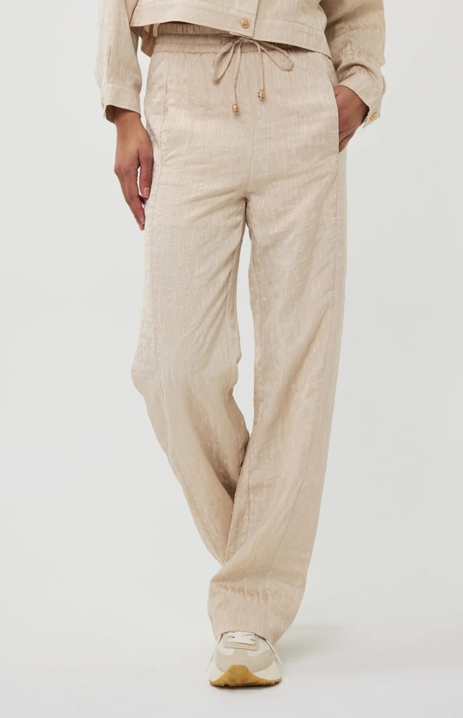 Esqualo Broek Wide Jacquard Sand SP25.14030