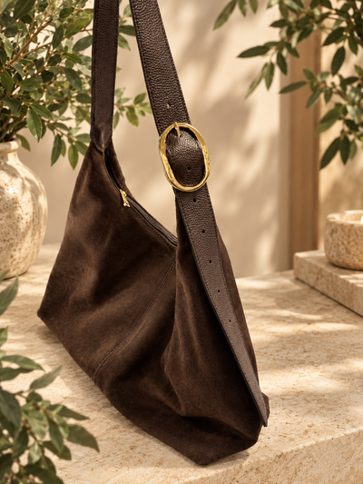 Pelle Shoppertas Suede T426 dark brown