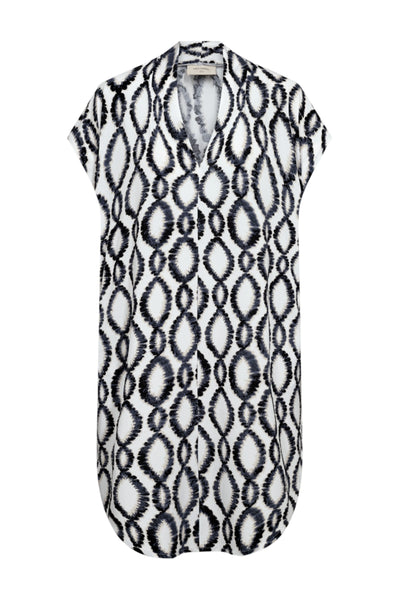 Freequent Floi Jurk brilliant white w. black