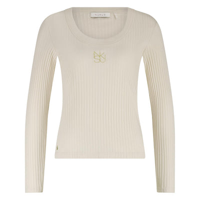 Nukus Lilia Top LS Rib offwhite
