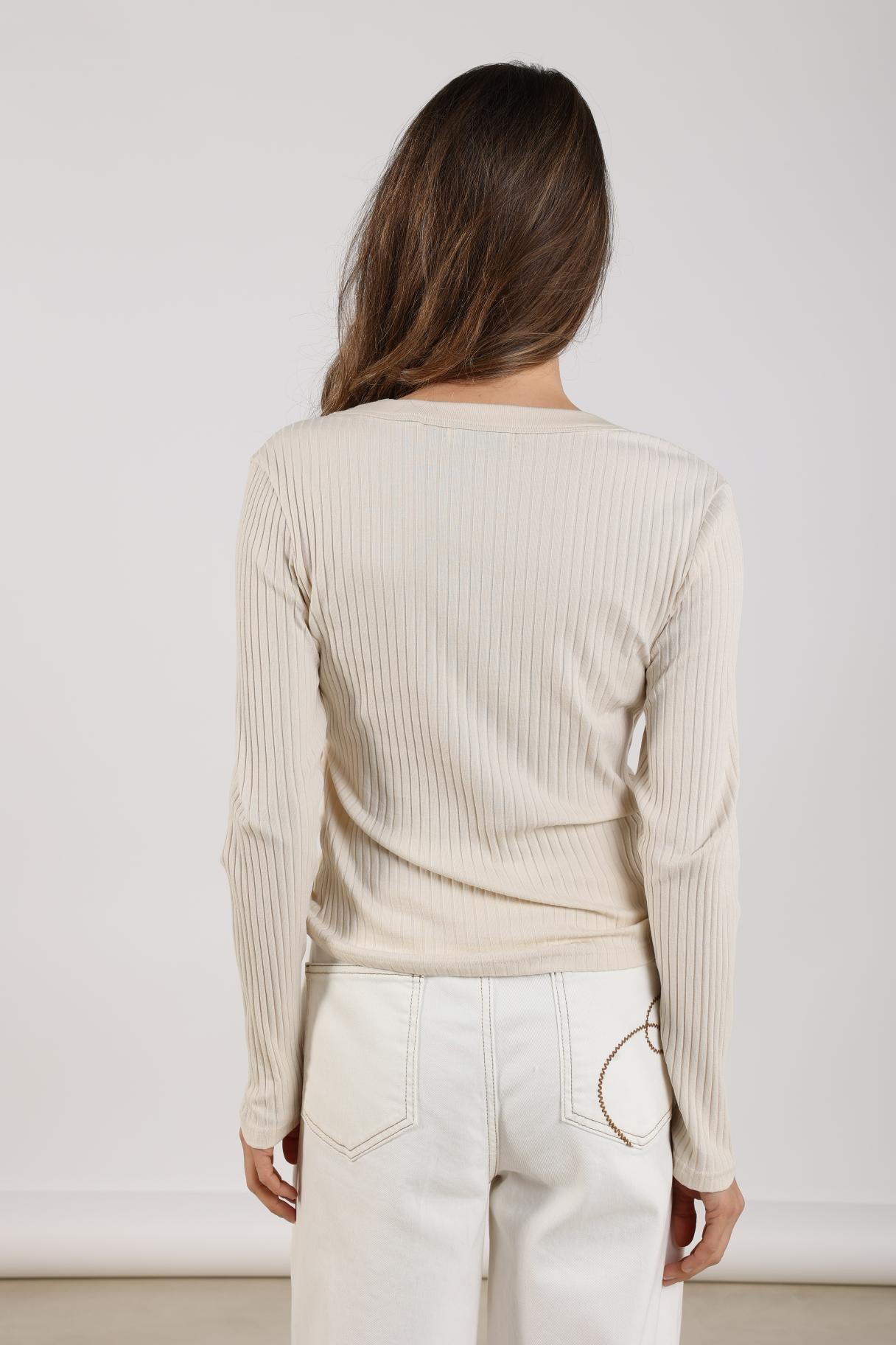 Nukus Lilia Top LS Rib offwhite