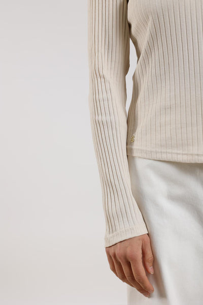 Nukus Lilia Top LS Rib offwhite