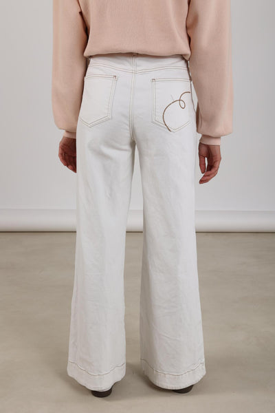 Nukus Abby Broek Denim Embroidery off white