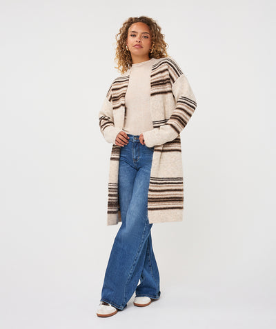 Esqualo Cardigan Striped biscuit melange F26.18504