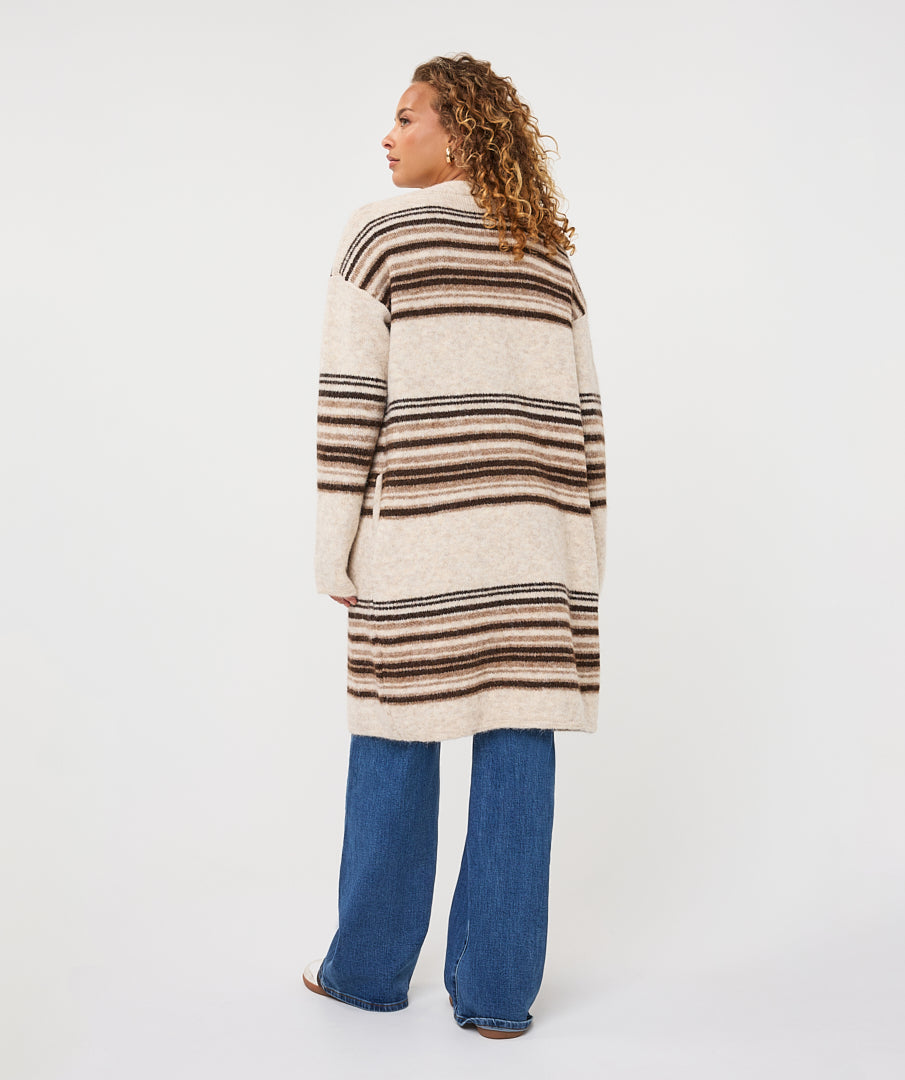 Esqualo Cardigan Striped biscuit melange F26.18504
