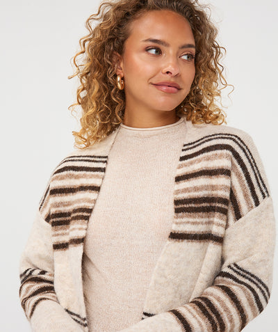 Esqualo Cardigan Striped biscuit melange F26.18504