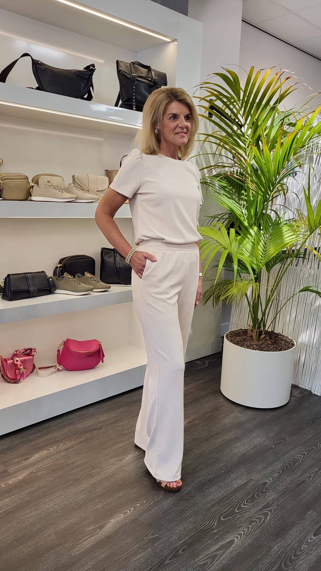 Esqualo Trousers Fancy Crinkle light sand SP24.30018