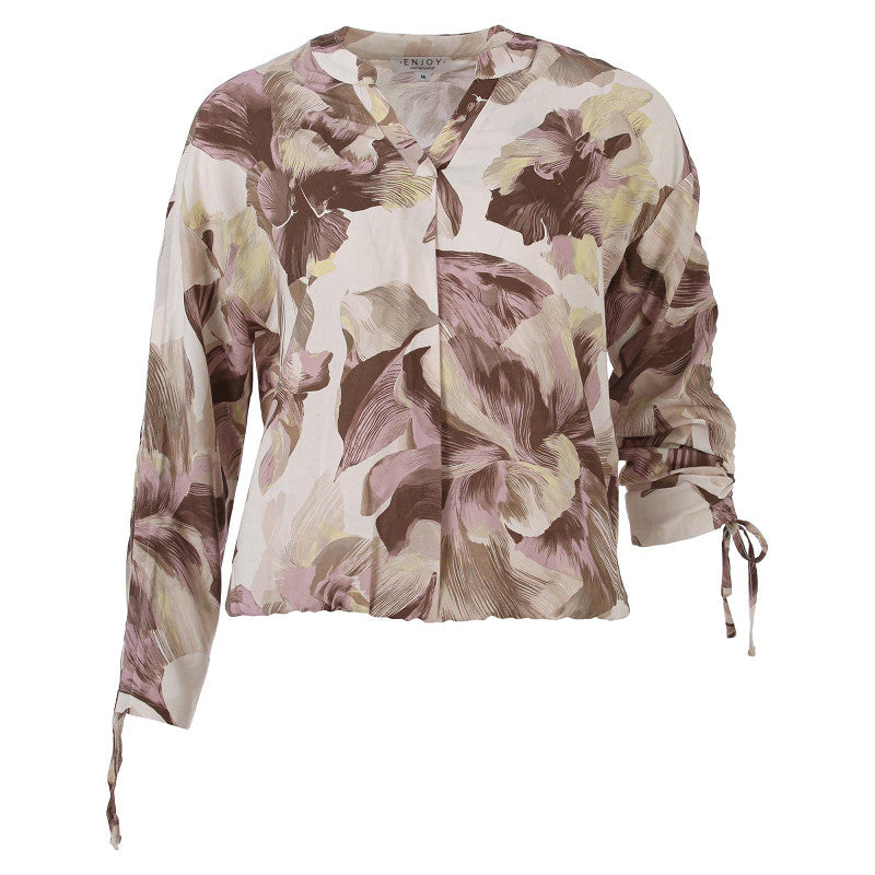 Enjoy Blouse AOP Verstelbare Ophaalmouw 186010 L. Taupe