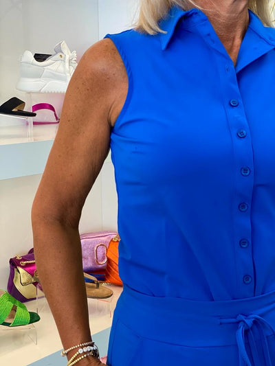 Mi Piace Travelstof Blouse Mouwloos royal blue 202299