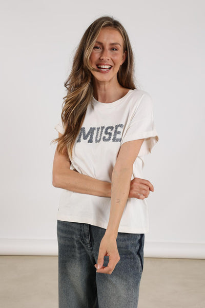 Nukus Lou Shirt offwhite donkerblauw