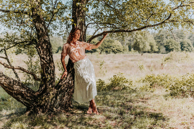 NED Bobin 3/4 SS Blouse Roses Crepe Woven salmon pink