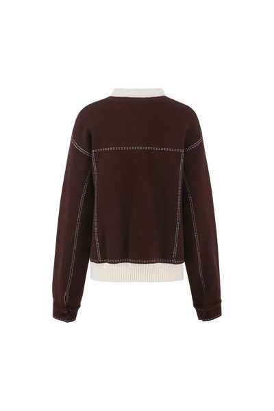 C&S Clemence Knit Jacket dark brown sand