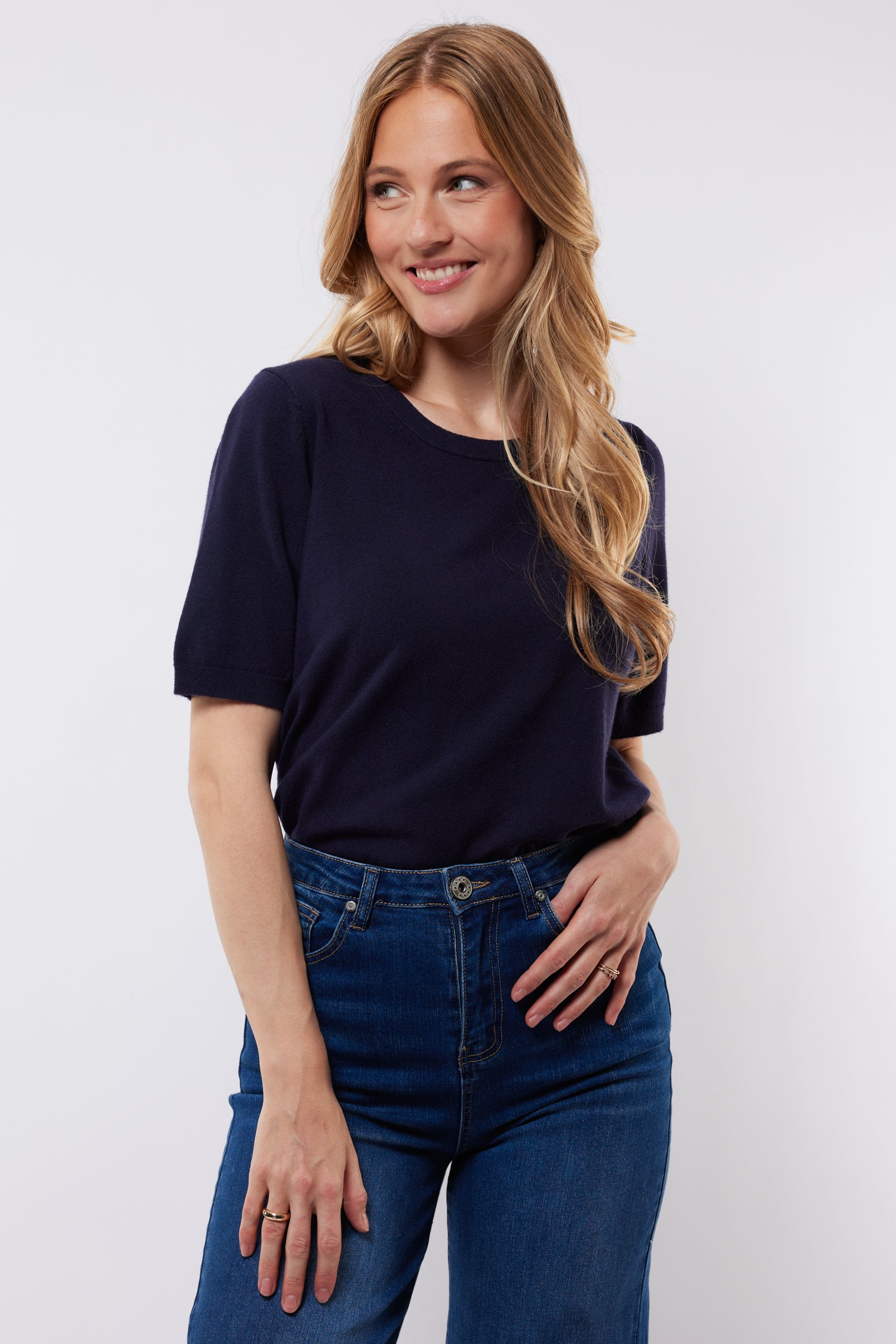 C&S Anne Knit Top midnight blue