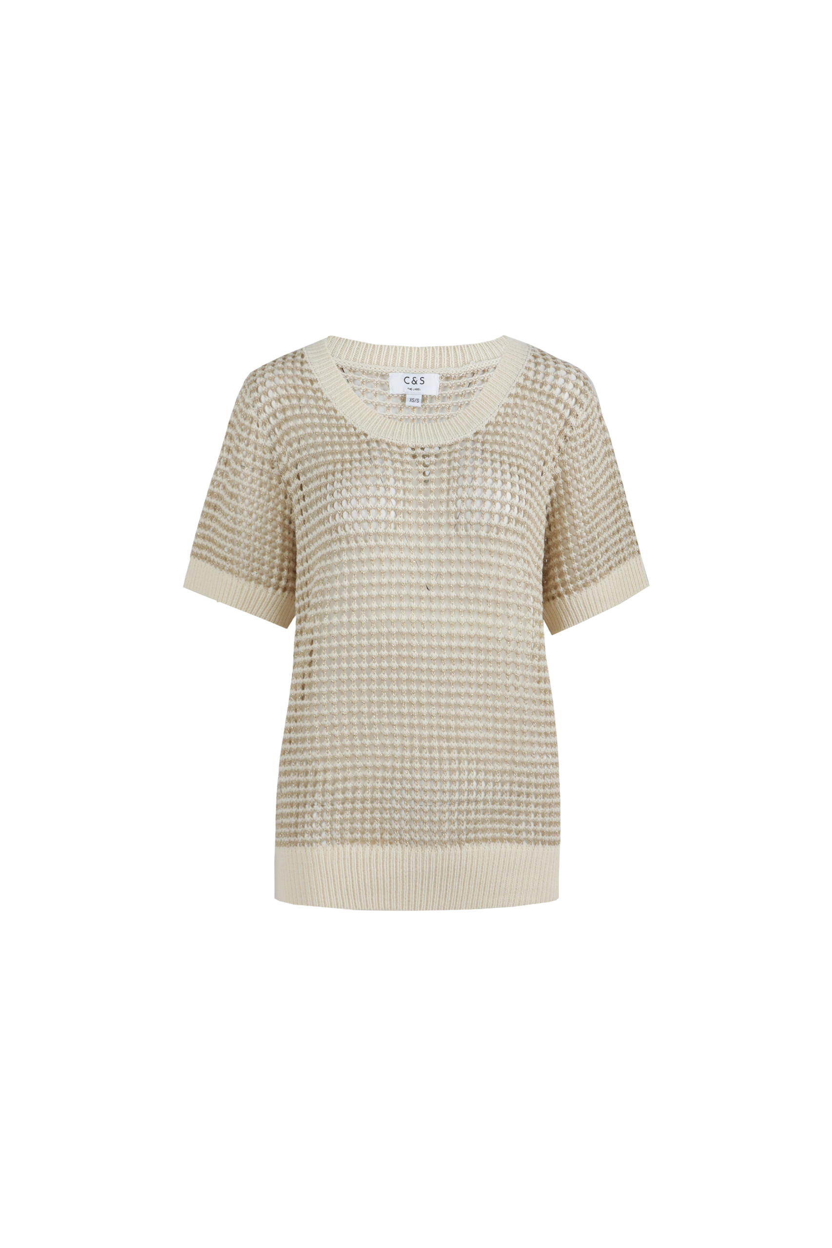 C&S Annabelle Knit Top wool white light gold