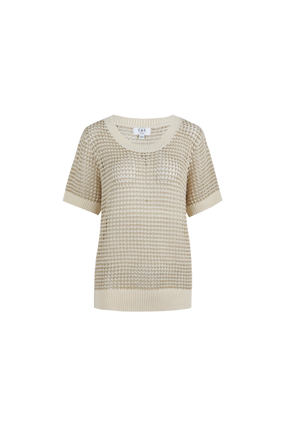 C&S Annabelle Knit Top wool white light gold