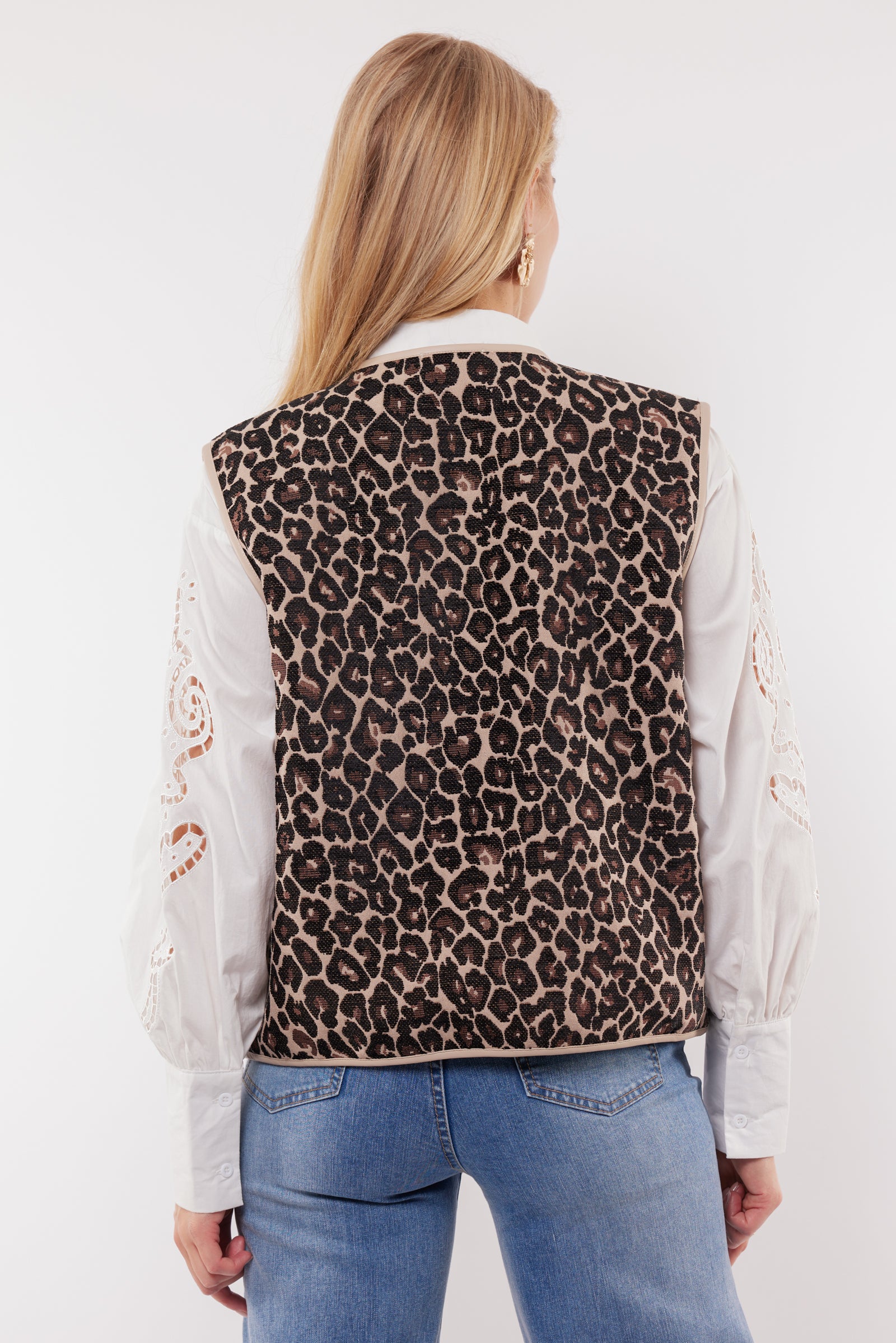 C&S Leontine Gilet animal  zand/zwart