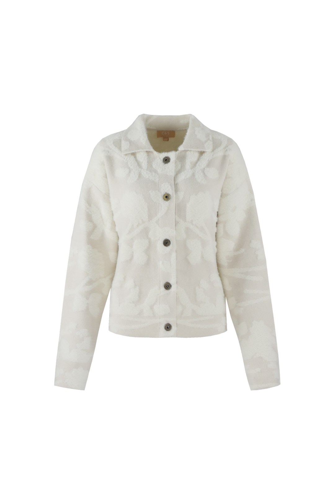 C&S Clarisse Knit Cardigan wool white / sand