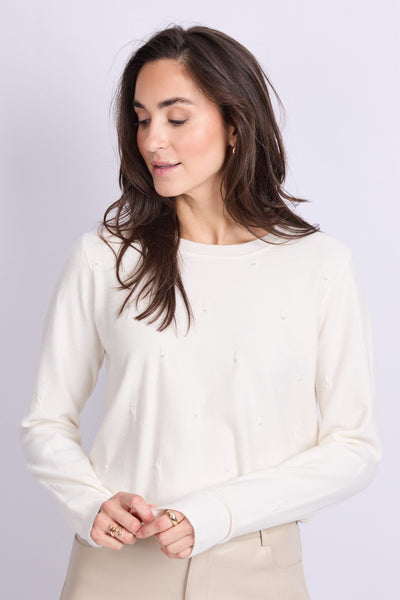 C&S Kathleen Knit Pullover wool white