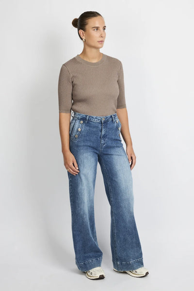 C&S Nadine Jeans Broek denim mid blue