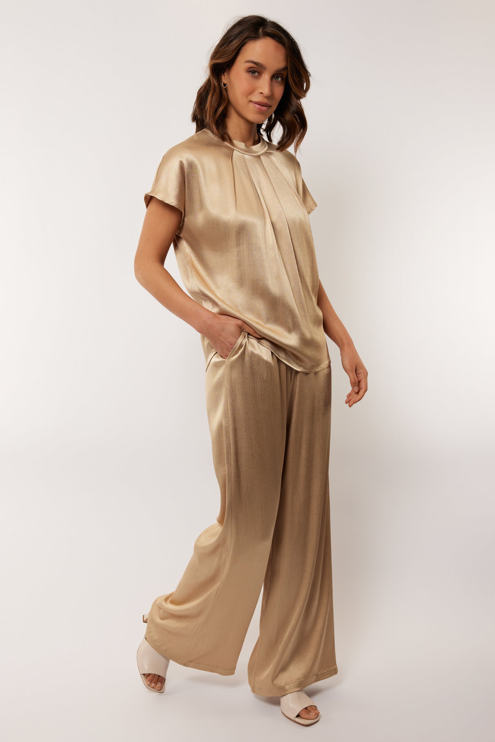 G-Maxx Claude Wijde Broek zand goud