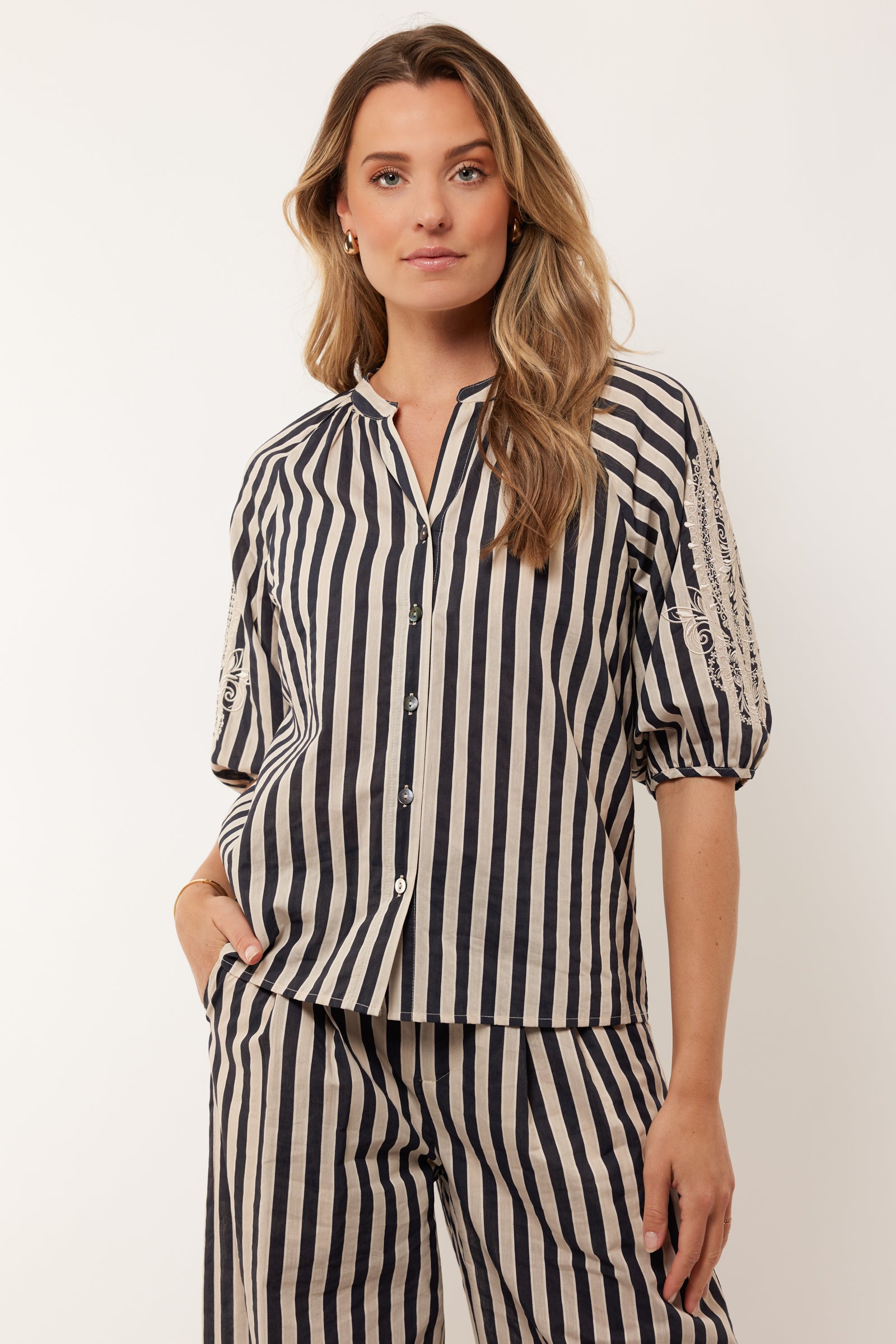 G-maxx Easton Blouse zwart/zand