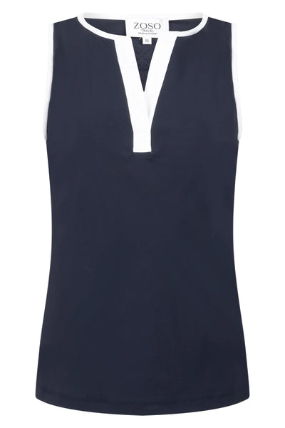 Zoso Jessica Travelstof Top donkerblauw