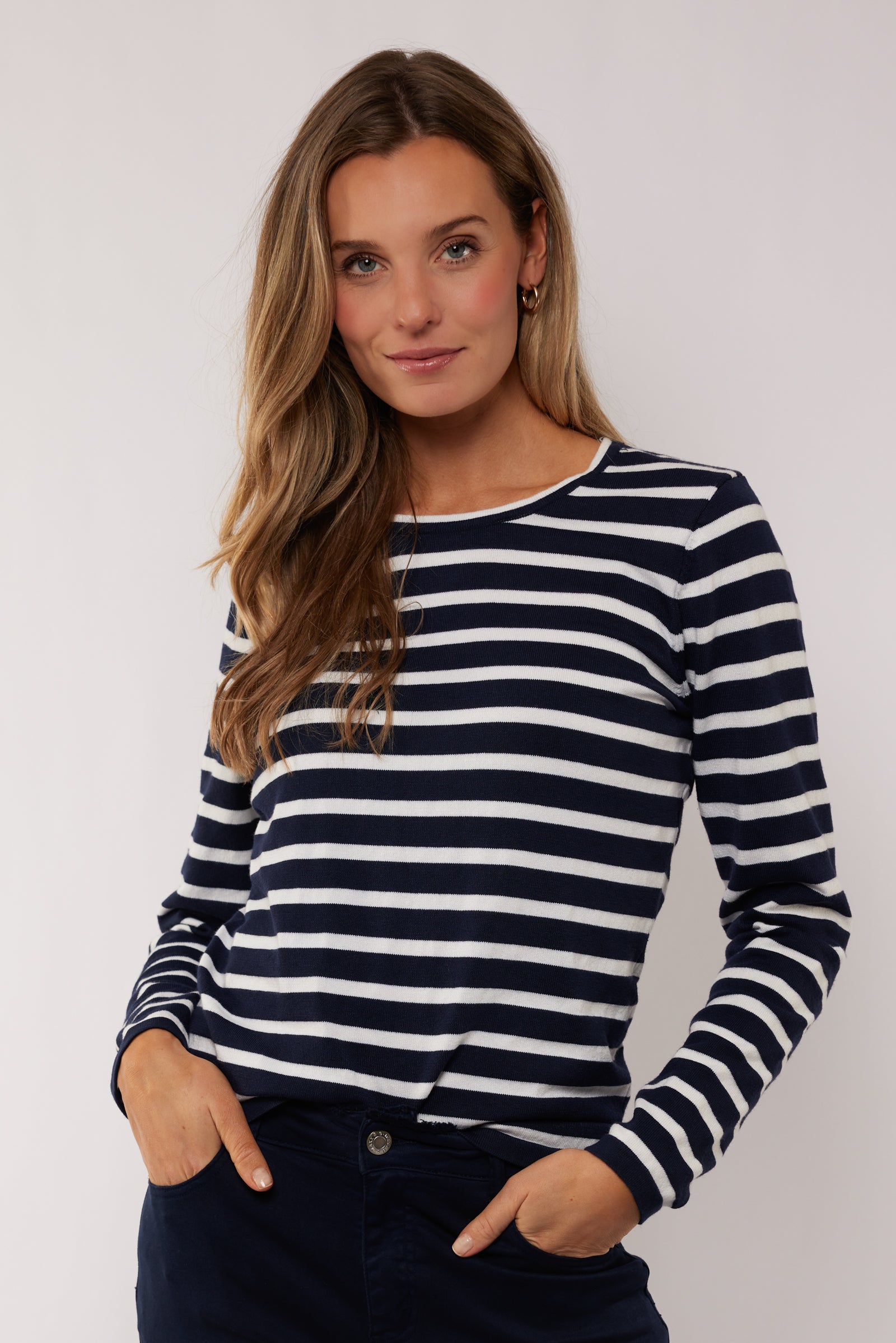 G-maxx Alianna Top dark sapphire / wool white