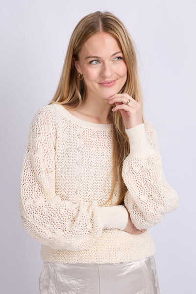 C&S Khloe Knit Pullover wool white
