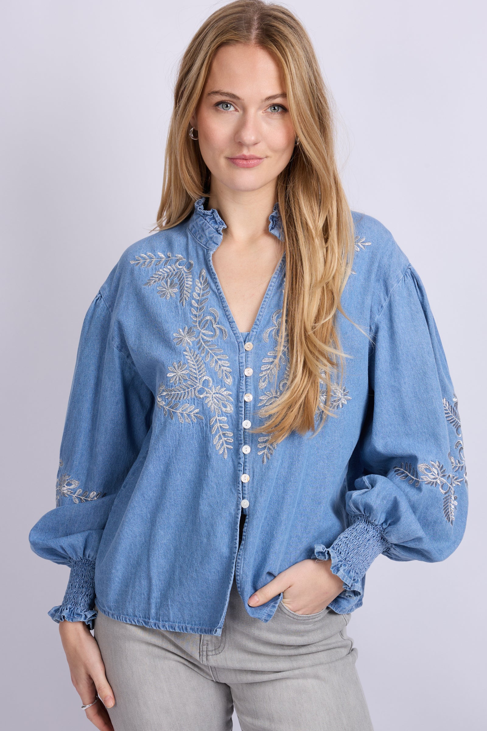 C&S Liora Blouse denim mid blue
