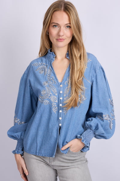 C&S Liora Blouse denim mid blue