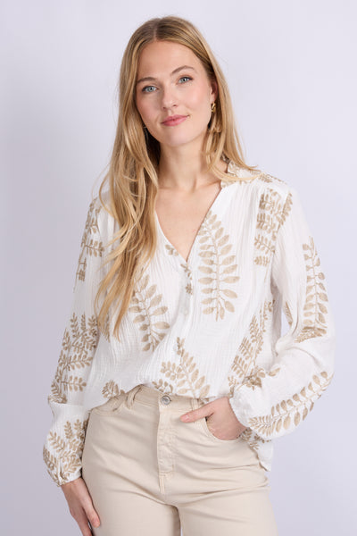 C&S Lize Blouse offwhite/gold