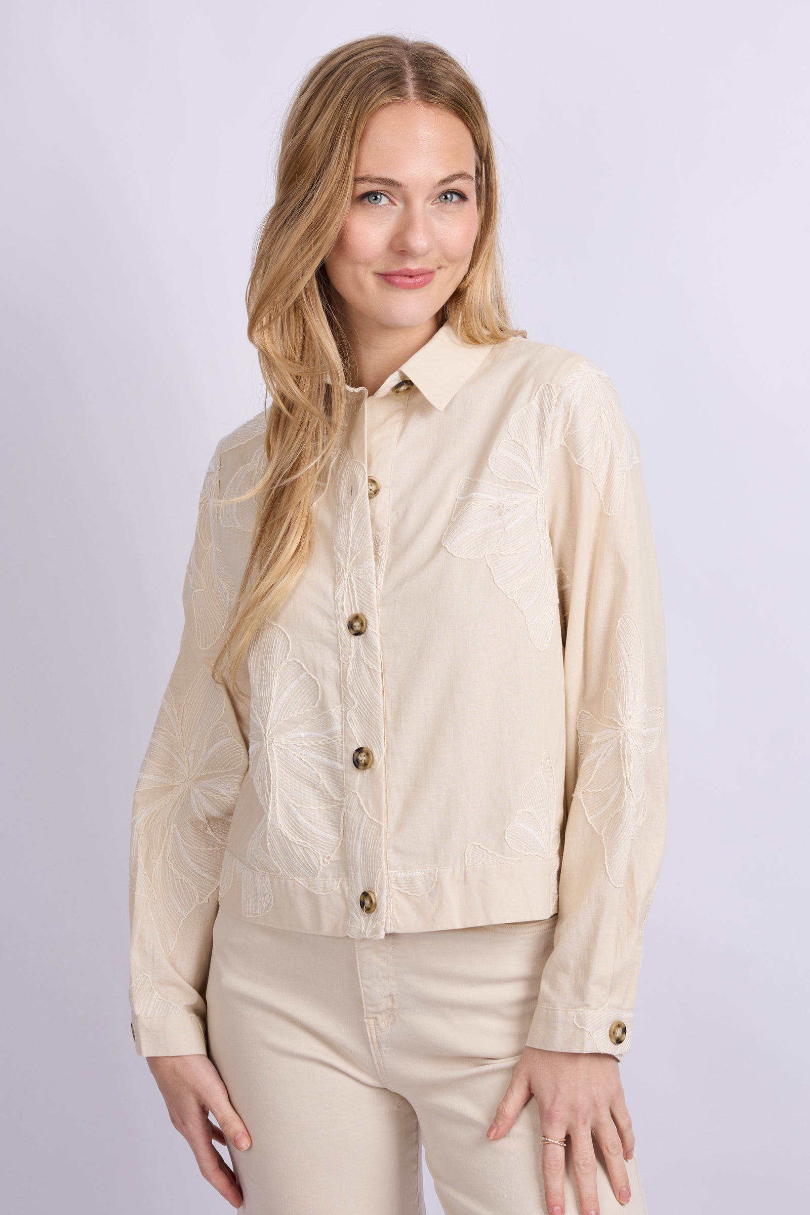 C&S Lunae Blouse sand/offwhite