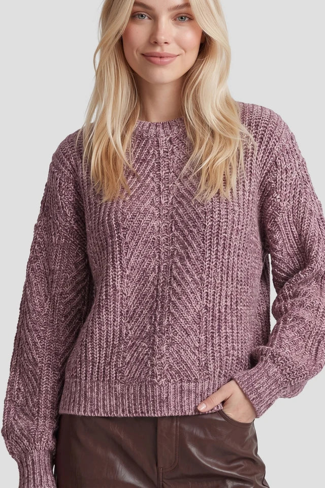 Fluresk Fenni Knit Sweater mocha brown/piggy pink